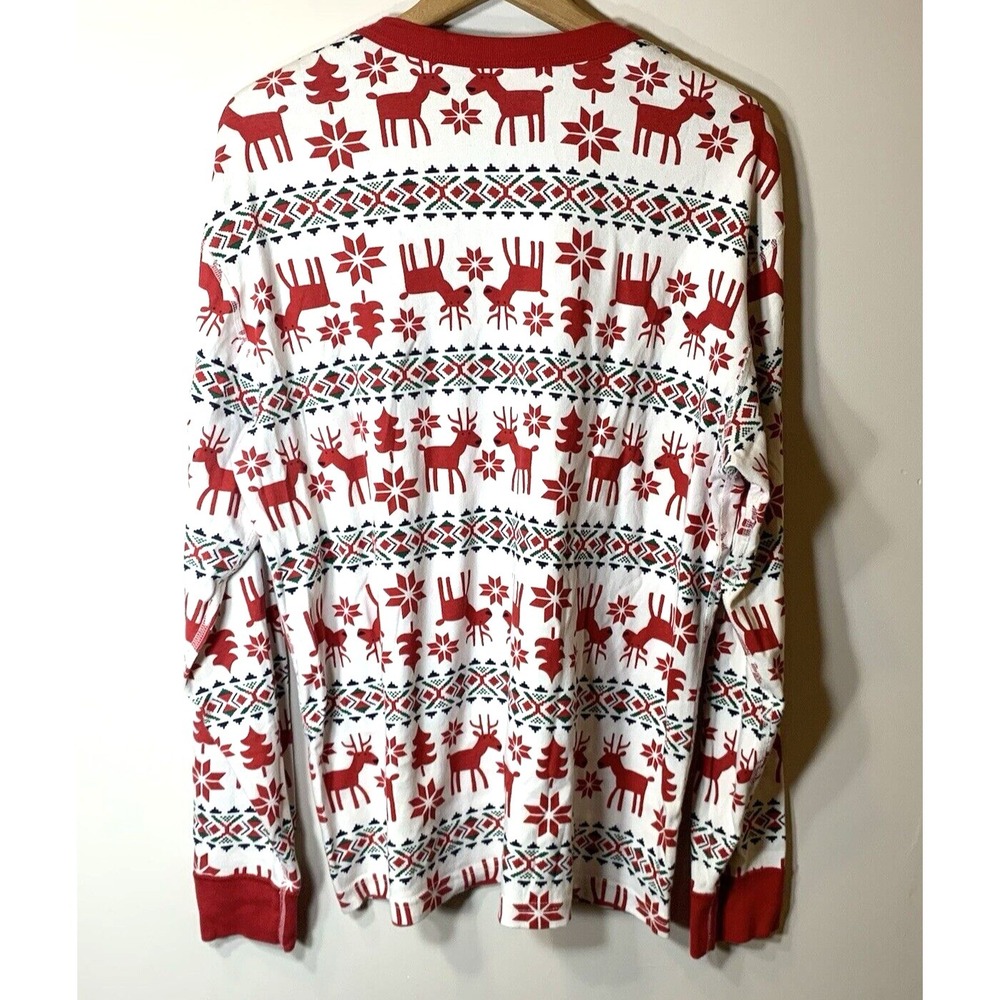 Hanna Andersson Pajama Top Womens XXL Reindeer Christmas PJ Holiday Red White - Picture 5 of 9